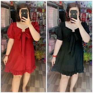 Đầm thắt nơ ngực viền cổ 60-90kg