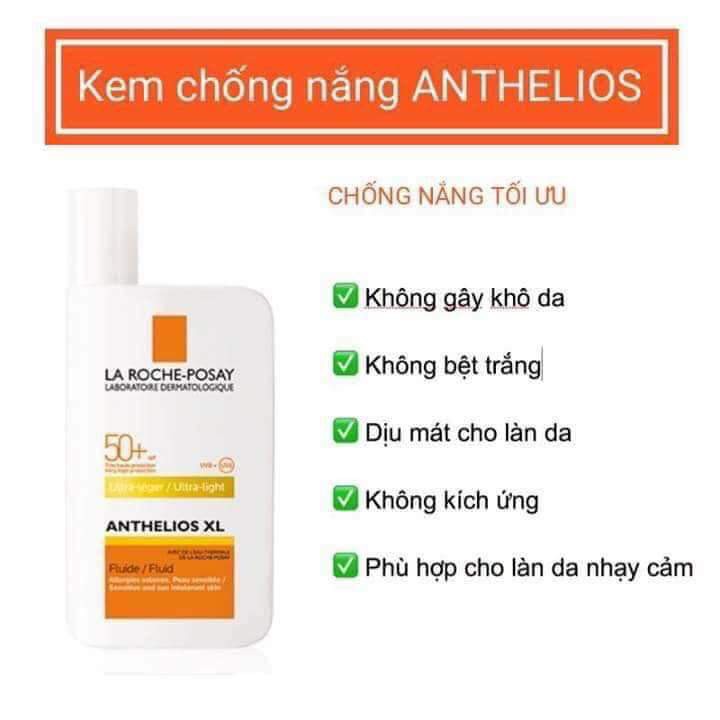 KEM CHỐNG NẮNG CHO DA KHÔ - LAROCHE POSAY ANTHELIOS XL SPF 50+ FLUID ULTRA-LIGHT