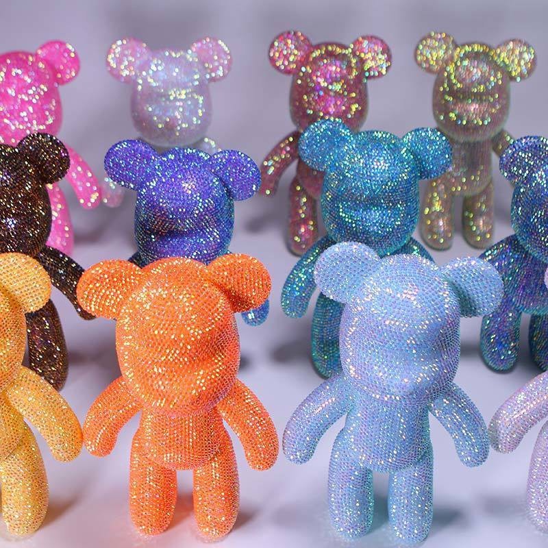 Gấu đính đá handmade Bearbrick size 23cm hàng cao cấp Hudo