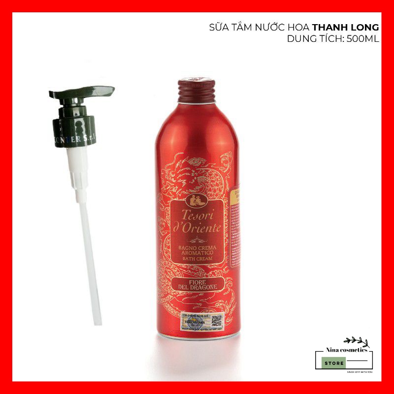 Sữa Tắm  Nước Hoa Ý Hương Hoa Thanh Long Chai Màu Đỏ Tesori D'Oriente Italia 250ml - 500ml