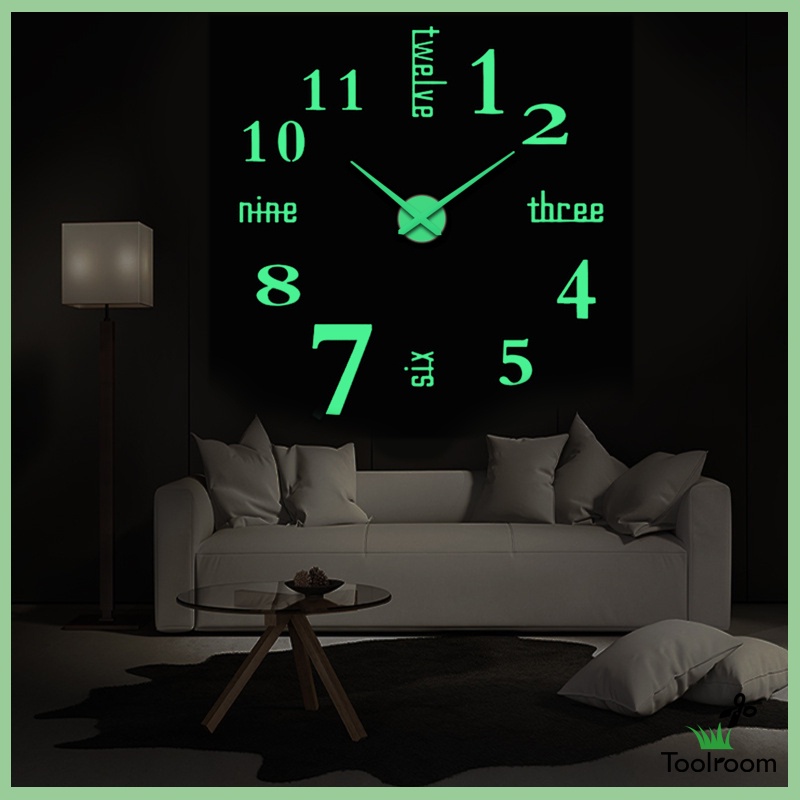 Đồng Hồ Dán Tường Dạ Quang 3d DIY Trang Trí Nhà Cửa