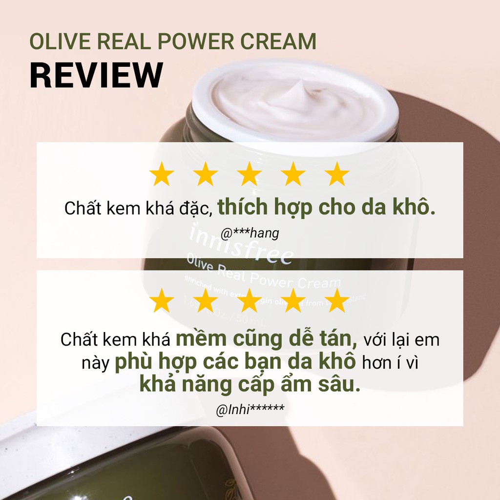 [Mã COSIF05 giảm 10% đơn 400K] Kem dưỡng ẩm innisfree Olive Real Power Cream 50ml