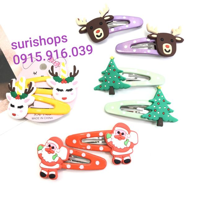 Set 2 Kẹp tóc giáng sinh, Kẹp Noel giáng sinh
