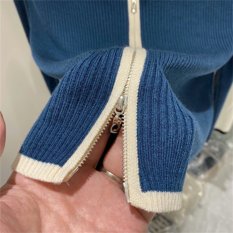 Áo Sweater Dệt Kim Tay Dài Dáng Ôm Màu Sắc Tương Phản Thời Trang Mùa Thu Cho Nữ