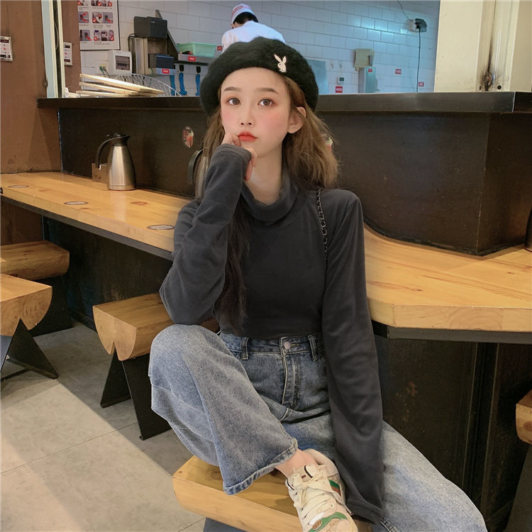 Áo Giữ Nhiệt New Korean Long-sleeved Ins High Collar Bottoming Shirt Women