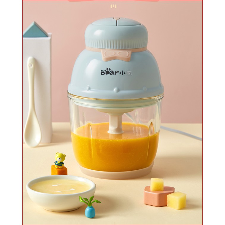 Máy xay ăn dặm đa năng cối thủy tinh dung tích 0.6L hình nơ chính hãng bear  model:QSJ-C02K1
