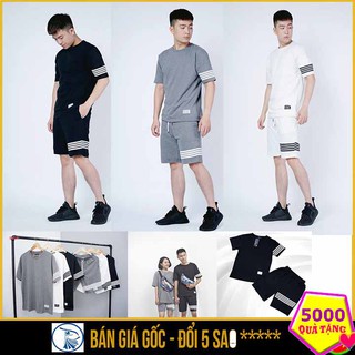[HÌNH THẬT + VIDEO] Set đồ bộ thể thao nam nữ cá tính PHỐI 4 SỌC, quần áo tập gym NAM NỮ, COMBO QUẦN ÁO THUN NAM