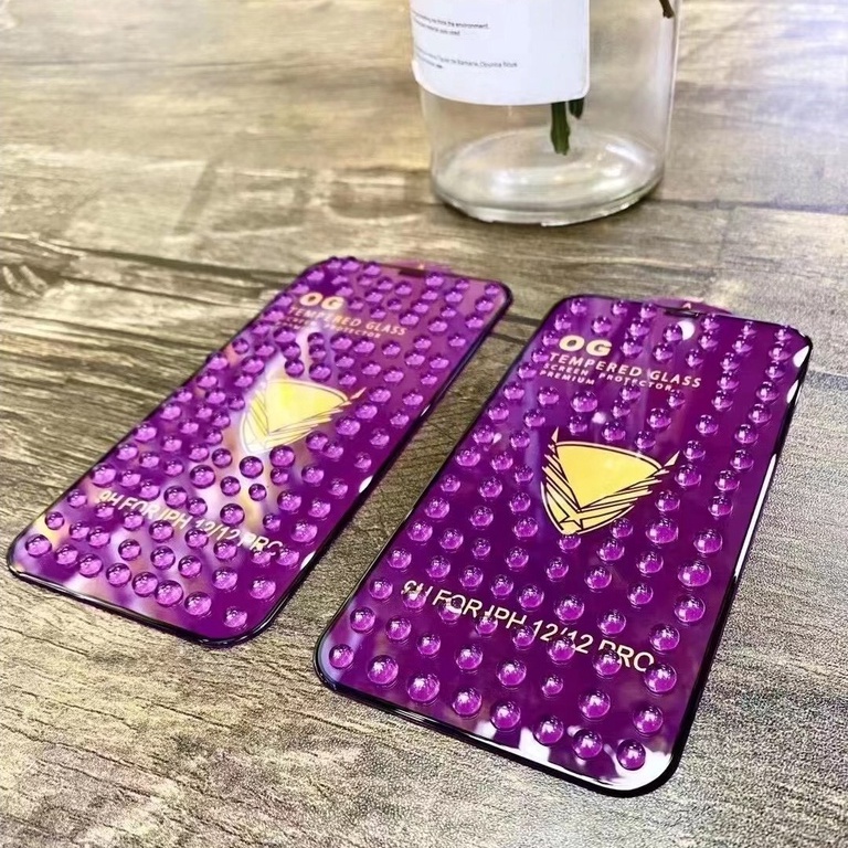 Kính cường lực Iphone OG Tím Xịn Xò, mềm mượt, ít vân tay, đủ mã (Tặng bộ lau)