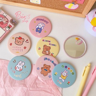 Gương trang điểm mini tròn, gương cầm tay bỏ túi tiện lợi