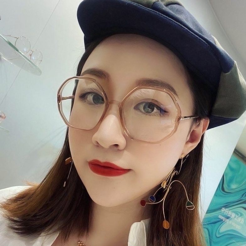 Kính cận thời trang mắt đa giác không độ chống ánh sáng xanh phong cách Hàn Quốc