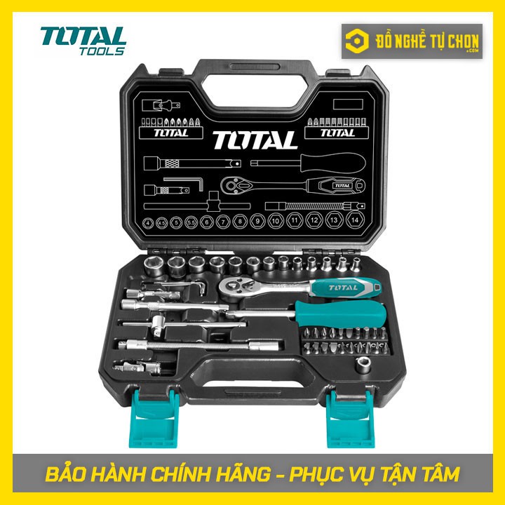 THT141451 - Bộ 45 đầu tuýp 1/4" và cần 2 chiều Total