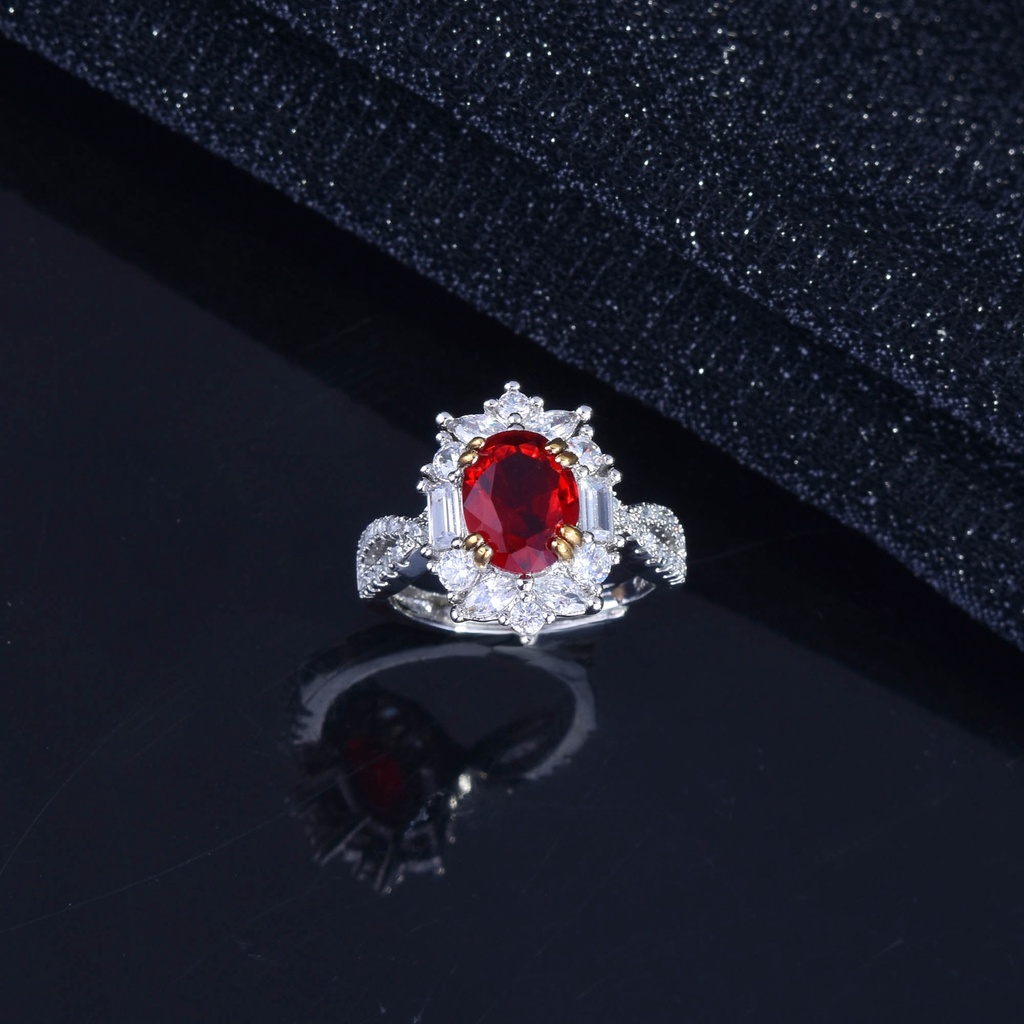 Nhẫn Bạc 925 Đính Đá Ruby 3 Karat Thời Trang Cho Nữ