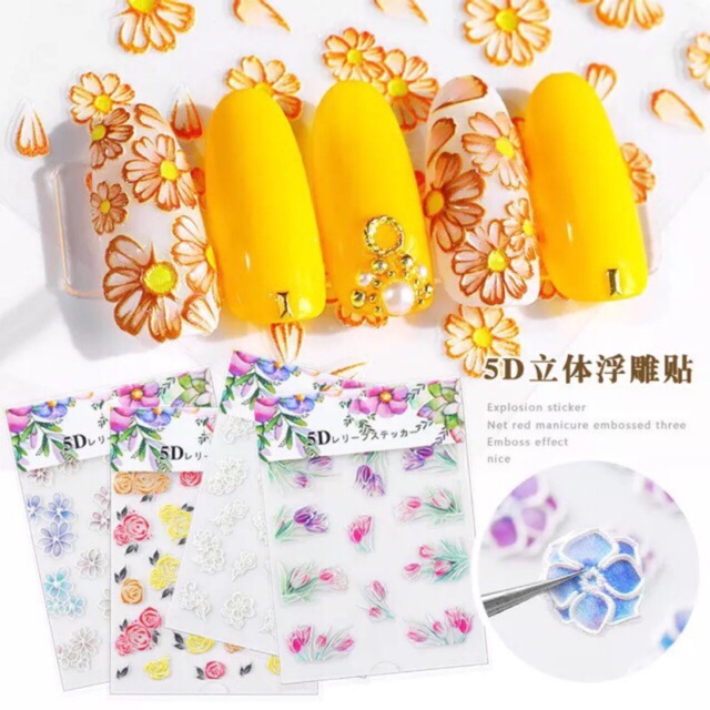 Miếng dán stickcer 5D hoa nổi