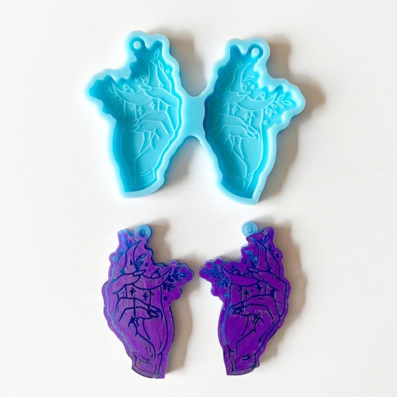 Khuôn Làm Móc Khóa Hình Hoa Lá / Trái Tim Bằng Nhựa Resin DIY