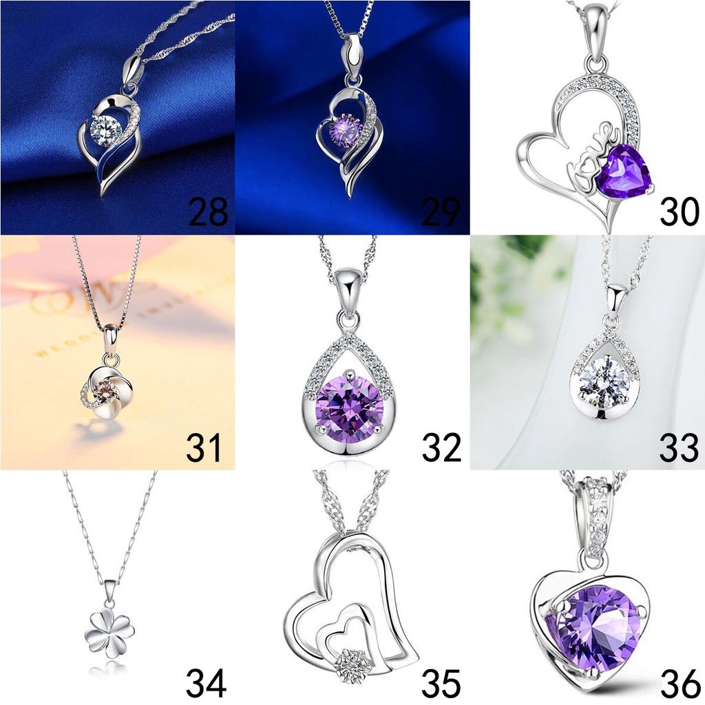 Mặt dây chuyền bạc 925 nhiều hình dạng gắn pha lê thời trang cho nam nữ xl003 50 thiết kế