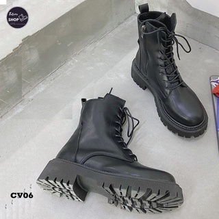 [Hàng Sẵn] [Ảnh Thật] [Freeship] Giày Boots Nữ Cổ Vừa Da Cao Cấp - CV06