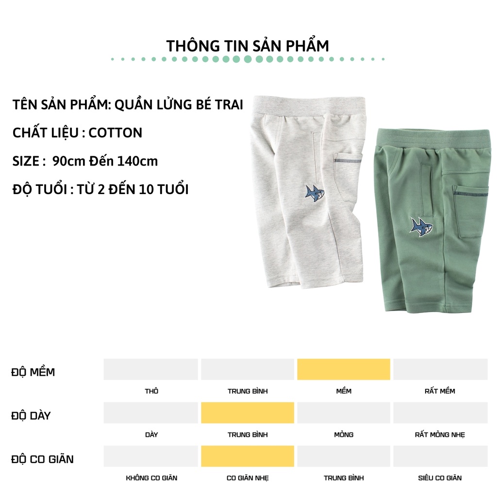 Quần lửng bé trai 27Kids Quần đùi short nam 100% Cotton cho trẻ từ 2-10 tuổi BSPM1