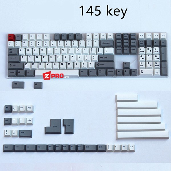 Bộ Keycap thick PBT White-Grey