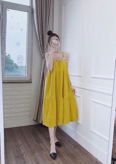 Váy 2 dây thổ cẩm đũi lụa