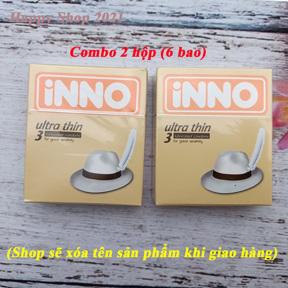 Combo2 hộp bao cao su INNO Ultrathin 3 (6 cái bcs) - bao siêu mỏng