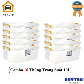 Combo 10 Thùng Nhựa Duy Tân Trong Suốt 10 Lít (41.2 x 27.2 x 14.5 cm) No.H115
