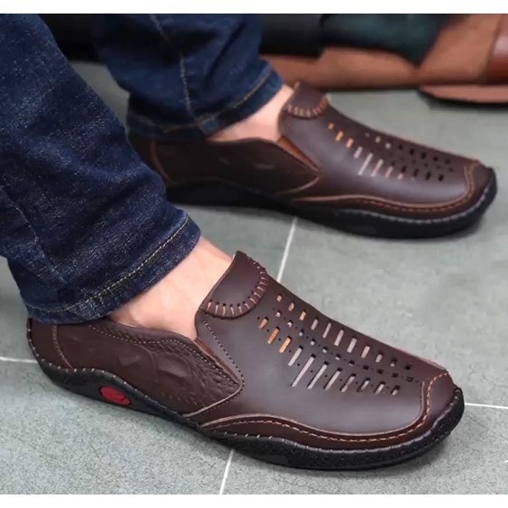 Giày Da Nam Mùa Hè Đục Lỗ Thoáng Khí Mẫu Hot | BigBuy360 - bigbuy360.vn