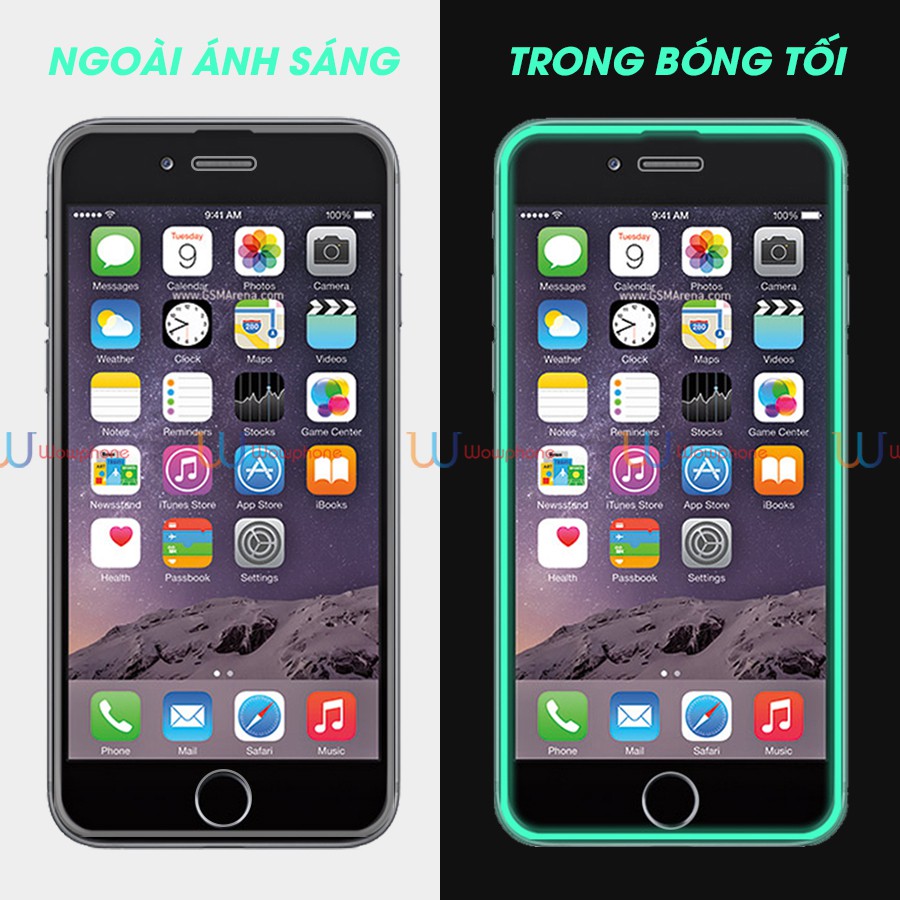 Kính Cường Lực Dạ Quang Phát Sáng iPhone 6 6plus 6s 6s plus 6 7 7plus 8 8plus x xs xs max 11 11 pro 11 12 Mini promax