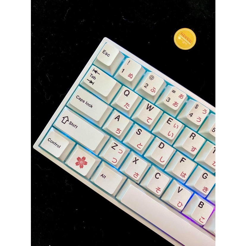 Bộ keycap CRP Black Pink clone / hoa anh đào keycap / song ngữ Nhật / cho bàn phím cơ