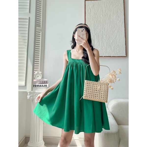 Đầm babydoll đan dây lưng chéo chất vải đẹp MIEU - JA06
