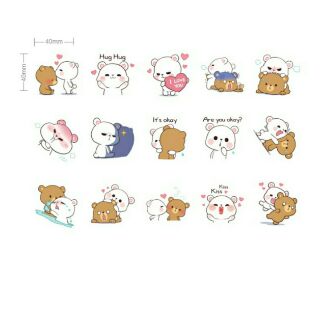 Bộ 45 sticker Couple Gấu siêu cute