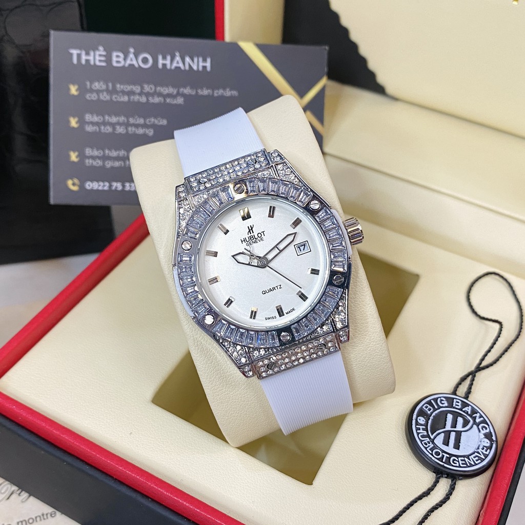 Đồng hồ nữ Hublot mặt tròn đính viền đá dây cao su vani cao cấp DHN608 - Shop6906 | BigBuy360 - bigbuy360.vn