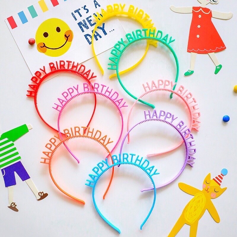 Bờm Cài Tóc HAPPY BIRTHDAY Đạo Cụ Chụp Hình Trang Trí Sinh Nhật Xinh Xắn Đáng Yêu
