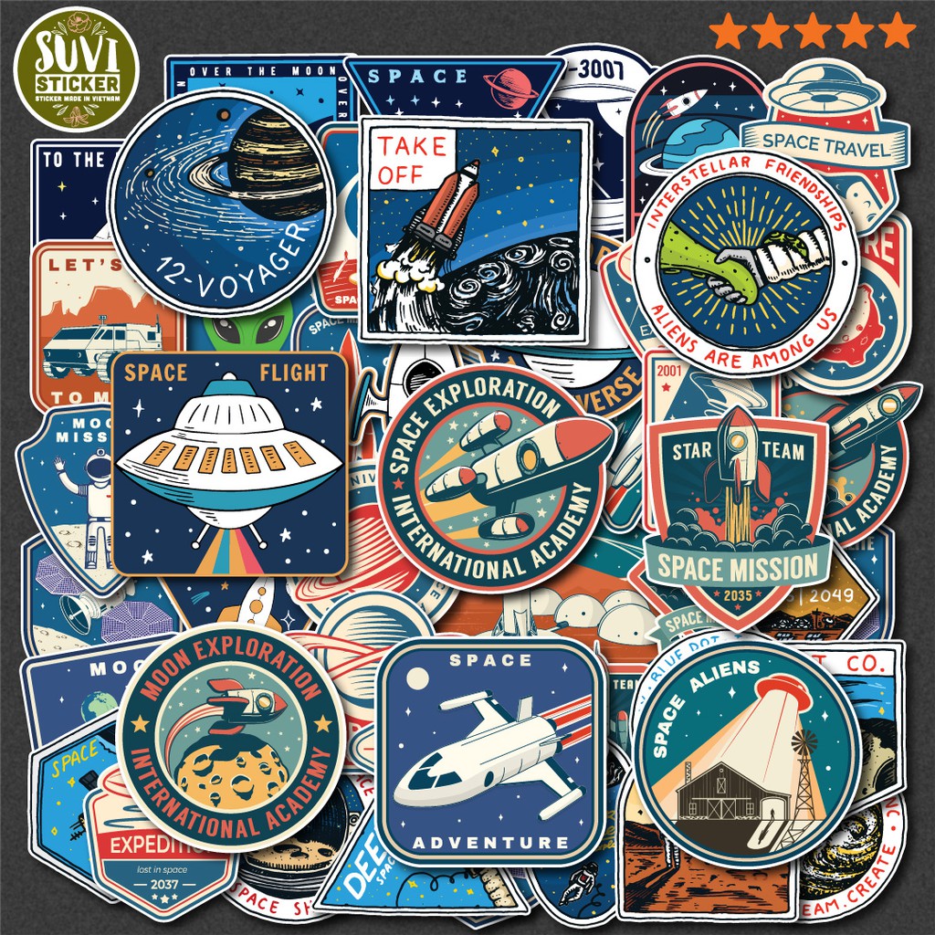 50 Sticker Galaxy Label chống nước sticker dán mũ bảo hiểm, laptop, điện thoại, đàn guitar, vali. MSP: NS13