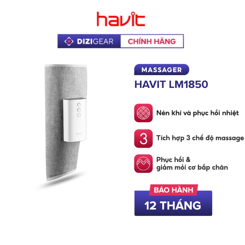 Máy Massage Bắp Chân Không Dây Havit LM1850, Massage Nén Khí &amp; Phục Hồi Nhiệt Y Khoa - Chính Hãng BH 12 Tháng