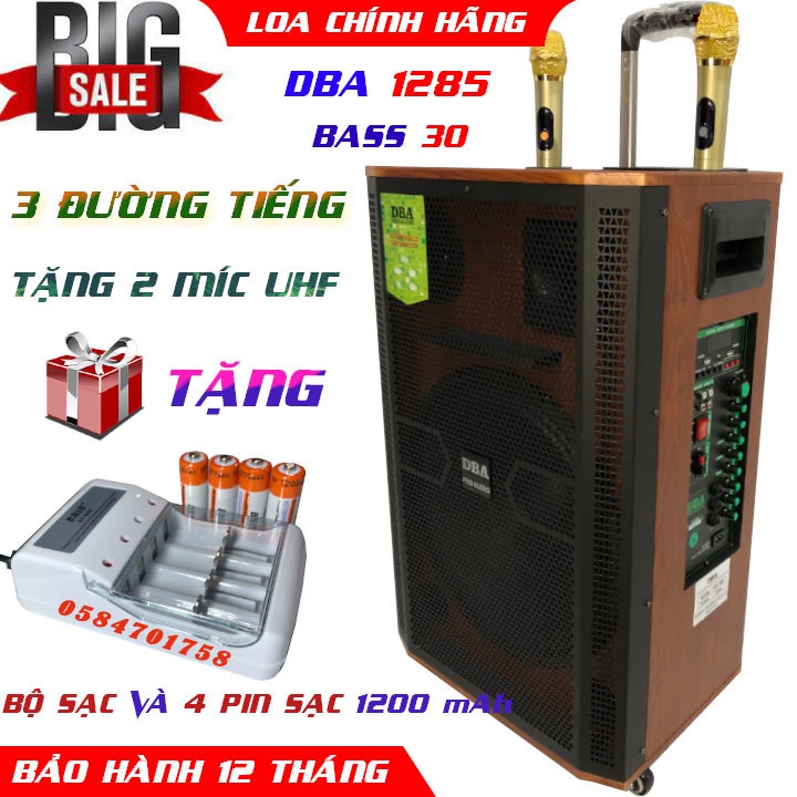LOA KÉO CAO CẤP DBA 1285 BASS 30 BA ĐƯỜNG TIẾNG ÂM THANH SIÊU CHẤT, KÈM 2 MÍC KIM LOẠI UHF CHỐNG HÚ XỊN