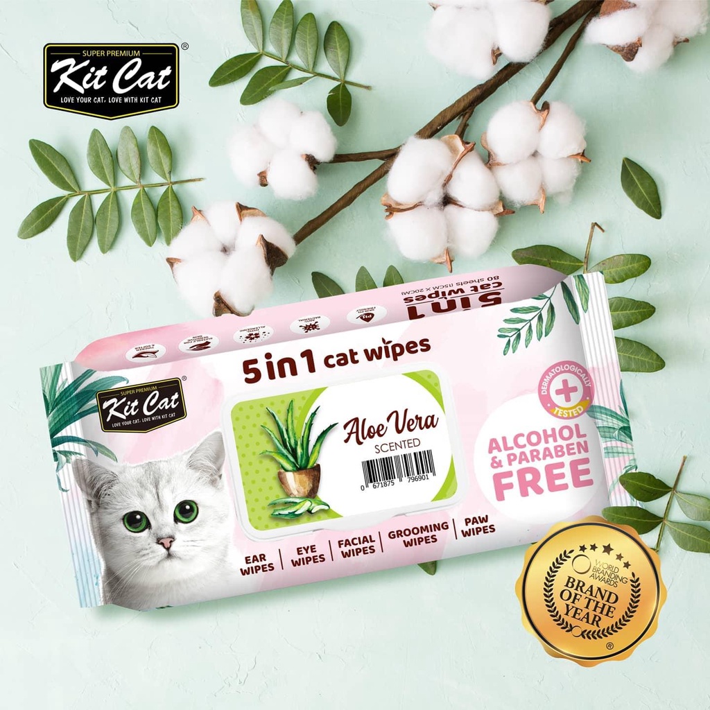 Khăn ướt KitCat kháng khuẩn cho thú cưng (gói 80 tờ)