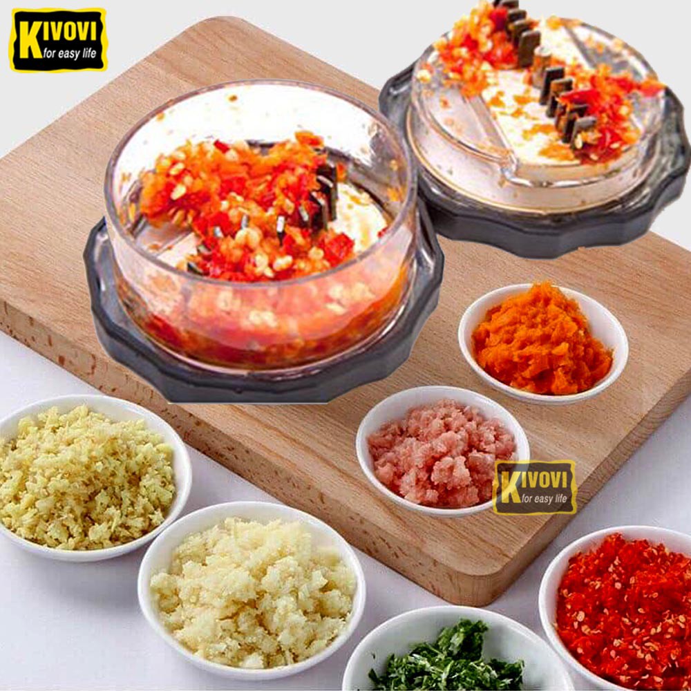 Máy Xay Tỏi Ớt Bằng Tay Đa Năng Lưỡi INOX Dragon - Đồ Xay Tỏi Ớt Cầm Tay Thông Minh - Cối Xay Hành Tỏi Ớt - Kivovi