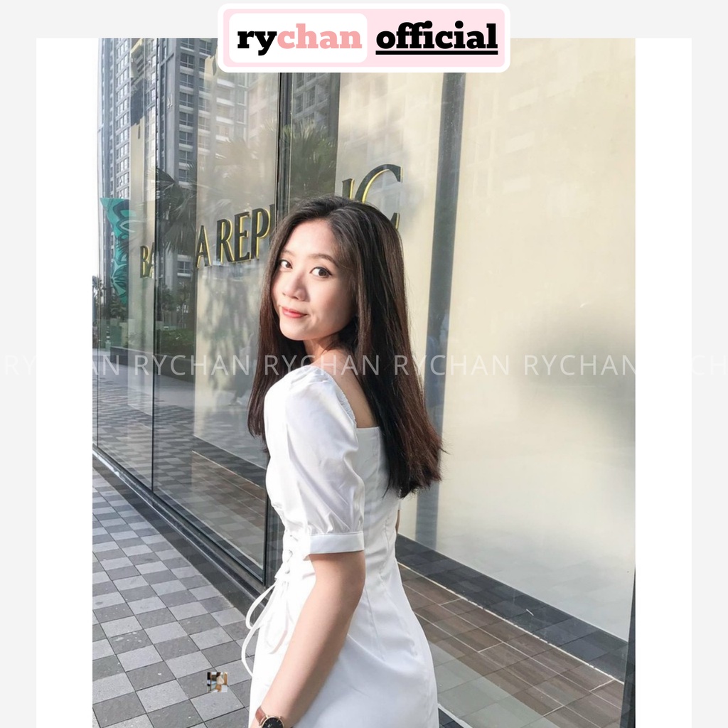 Đầm Xòe Cổ Vuông Đan Dây Eo 2 Màu Trẻ Trung [Ảnh Thật Cuối] - DX933