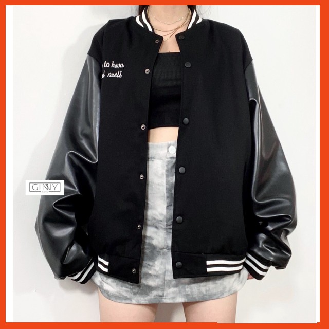 Áo Khoác Kaki Bomber Basetohsva | Bomber Da Lộn 2 lớp | Tay Phối Da Siêu Chất | Chất Đẹp | HotTrend 2021 |GinHouse.Shop