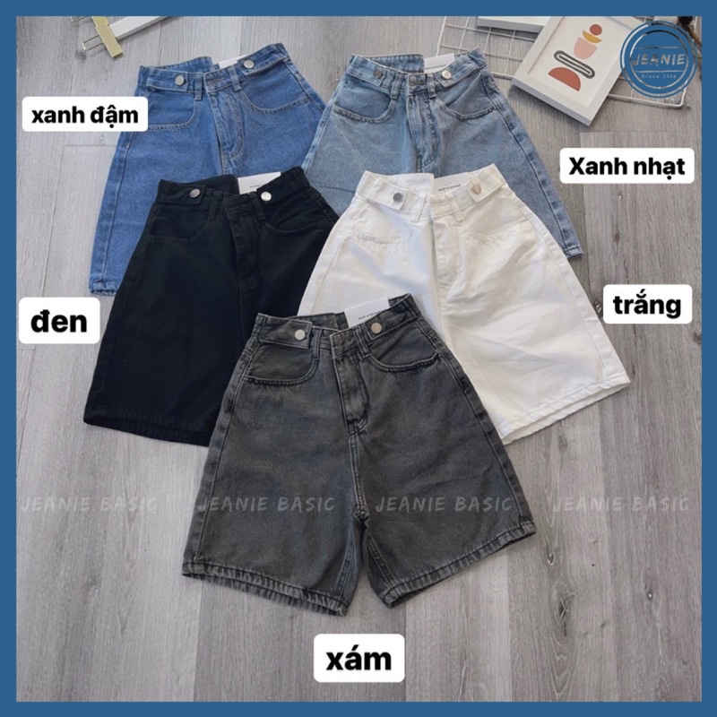 Quần short jean ngố JEANIE, quần sooc jean lửng trơn