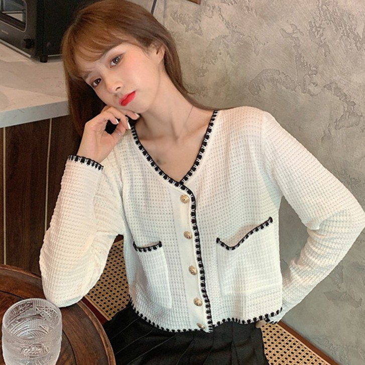 Áo Khoác Cardigan Dệt Kim Thiết Kế Đơn Giản Xinh Xắn Cho Nữ