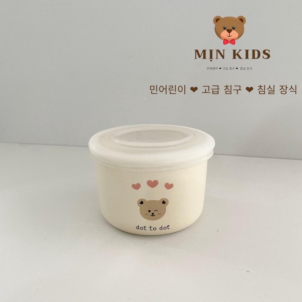Bát ăn dặm cho bé, bát sứ ăn dặm MỊN KIDS, bát có nắp đậy giữ nhiệt tiện lợi giữ nóng đồ ăn lâu