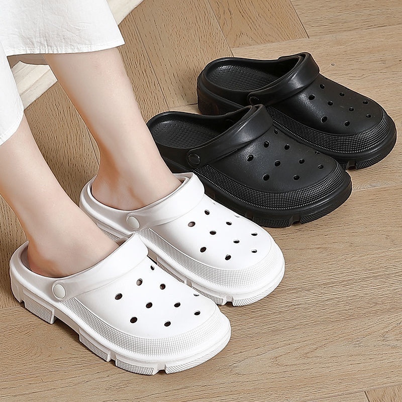 Lingmeisnow Giày Sandal Đế Dày Tăng Chiều Cao Hai Lỗ Chống Trượt Phong Cách Hàn Quốc Cho Cặp Đôi