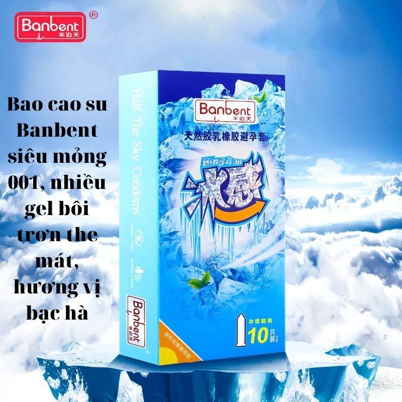 Bao cao su BANBENT 001 XANH Biggan, bcs 0.01 siêu mỏng chống xuất tinh sớm kéo dài thời gian