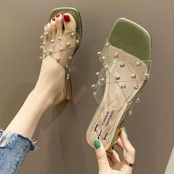 Giày Sandal Cao Gót Đế Dày Quai Chéo Thời Trang Nữ Sành Điệu