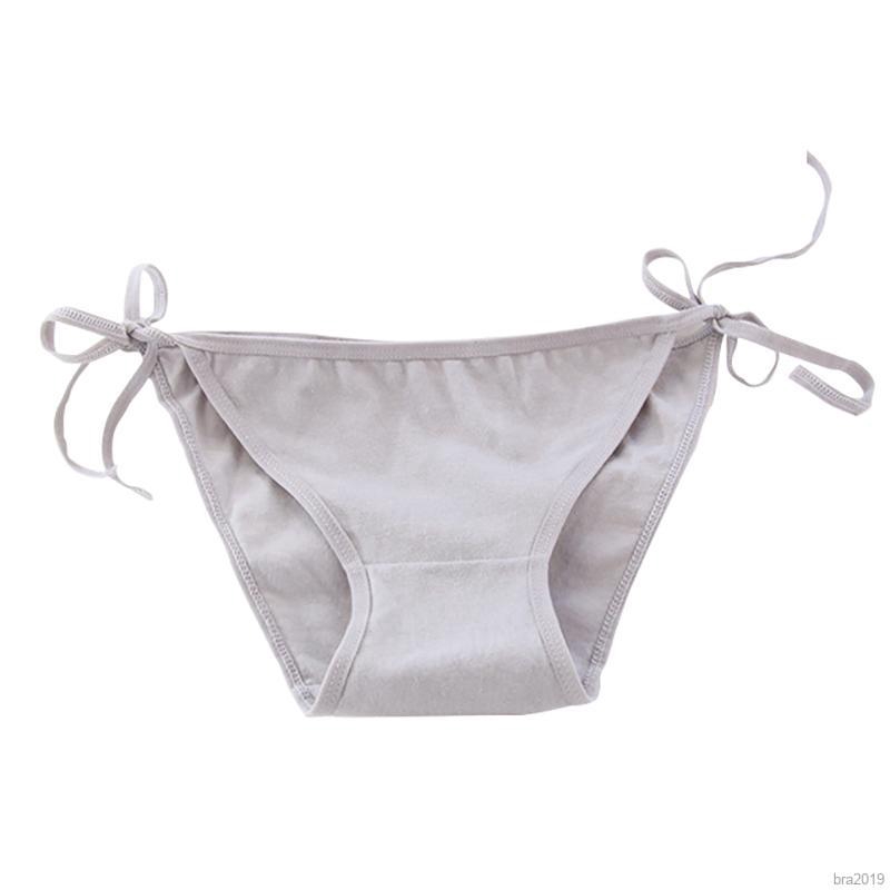 Women Lace-up Panties Cotton Low Waist Thong Solid Color Series Girl G-string Briefs | BigBuy360 - bigbuy360.vn