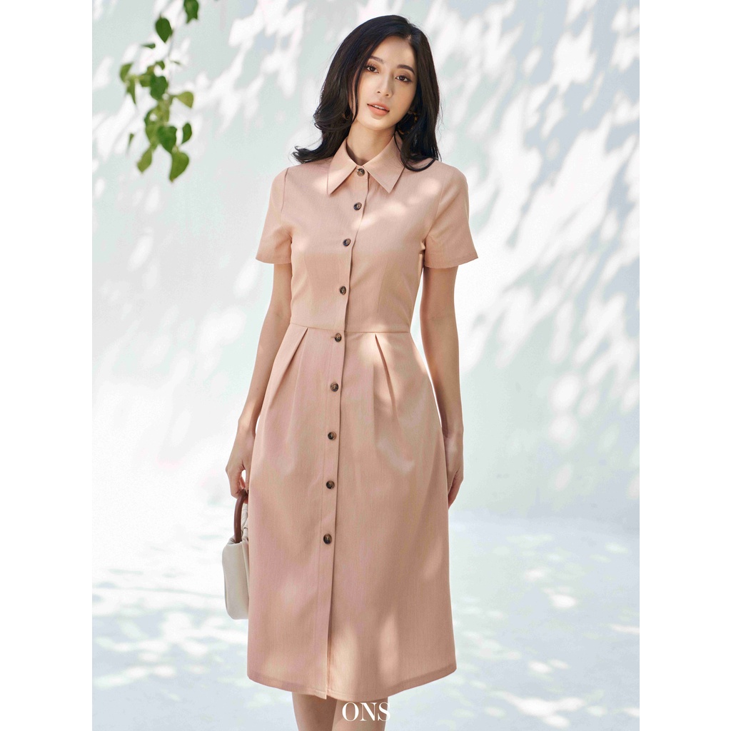 Oyster and Snail - Váy công sở, dạo phố - Jeanie, be thiên hông, dáng chiết eo - 0600