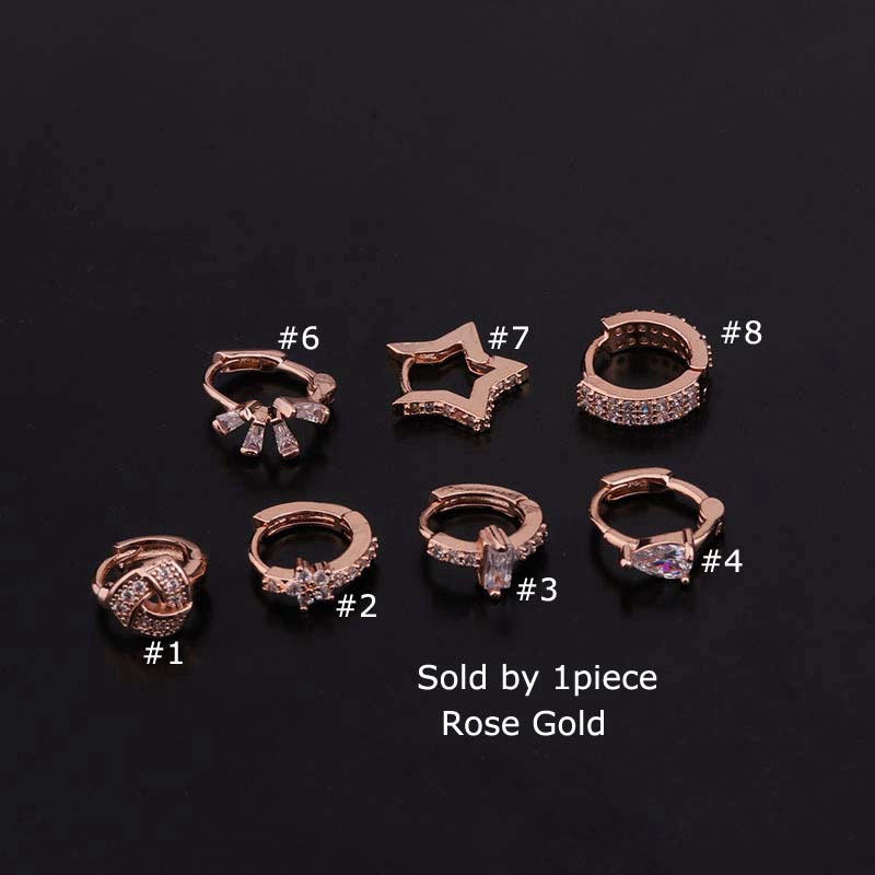 Khuyên tai tròn đính đá thời trang đường kính bên trong 8mm
