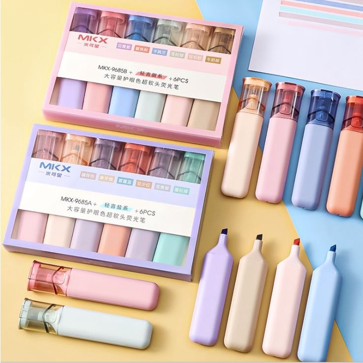 Set 6 bút dạ quang/ highlight MKX màu Hàn Quốc H170