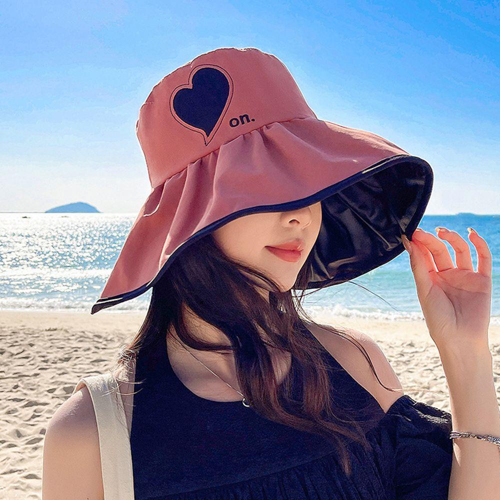 IVORY Nón Bucket Hoạ Tiết Trái Tim Thêu Thiết Kế Hợp Thời Trang